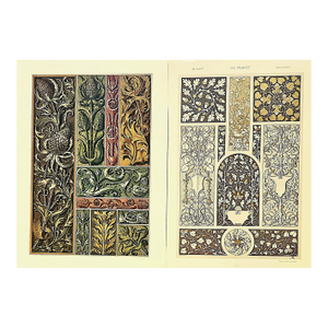 1890 Set of 2- Large German Art Nouveau Decorative Botanical Lithographs