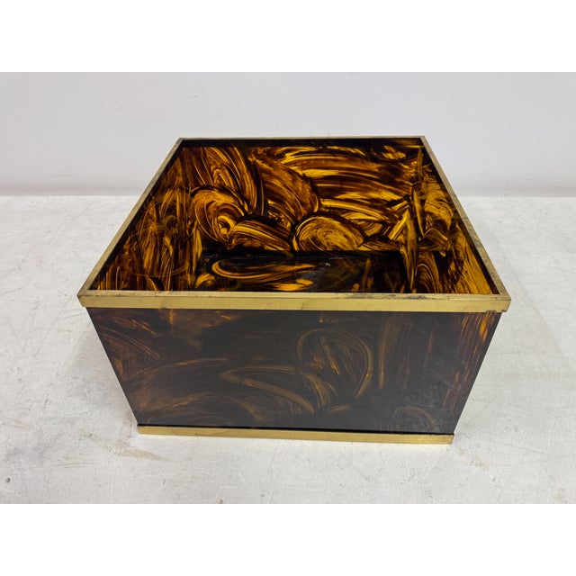 Large Tortoiseshell Effect Acrylic Glass Planter, 1970s For Sale - Image 6 of 11