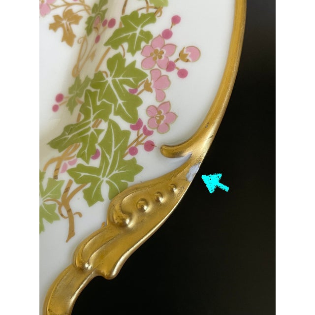 Antique Jean Pouyat Limoges Holly Branch Plate With Heavy Gold For Sale - Image 10 of 10