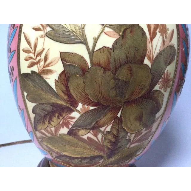Late 19th Century Hand Gilt and Painted Porcelain Lamp by Royal Worcester, England 1878 For Sale - Image 5 of 10