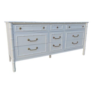 Thomasville Hollywood Regency Faux Bamboo Painted Long Sideboard Dresser 6645 For Sale