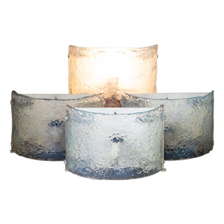 Vintage Italian Murano Glass Wall Lights by Mazzega, 1970, Set of 4 For Sale