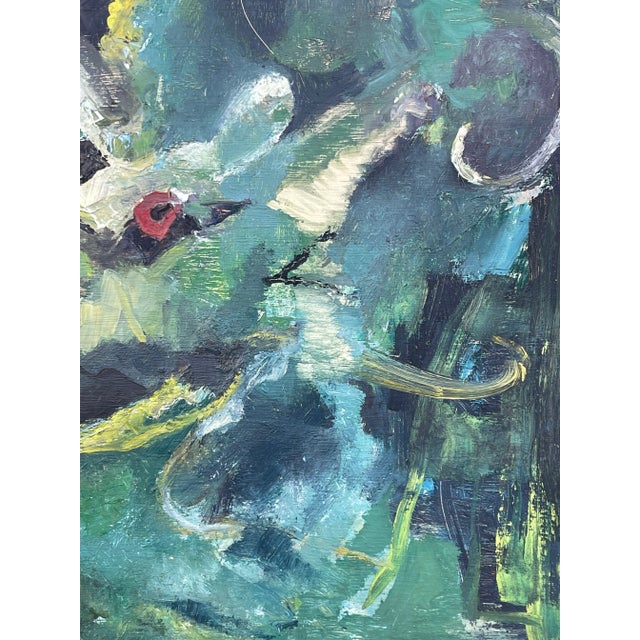 Mid 20th Century Pat Berger Abstract Oil Painting on Artist Board For Sale - Image 5 of 7