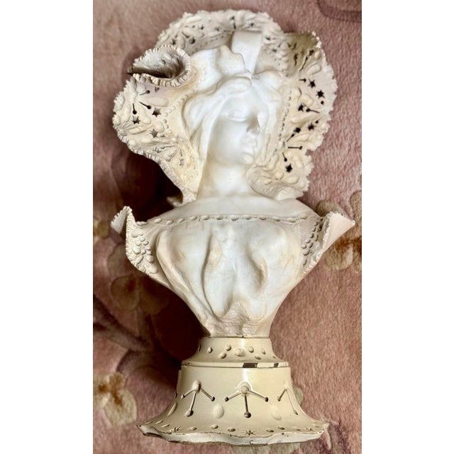 Antique Italian Carved Alabaster Female Bust, Aldolfo Cipriani For Sale - Image 4 of 9