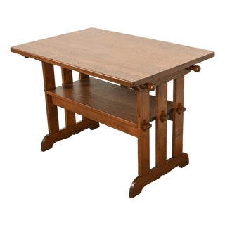 Stickley Style Antique Mission Oak Arts & Crafts Metamorphic Library Table Monk's Chair | Newly Refinished For Sale