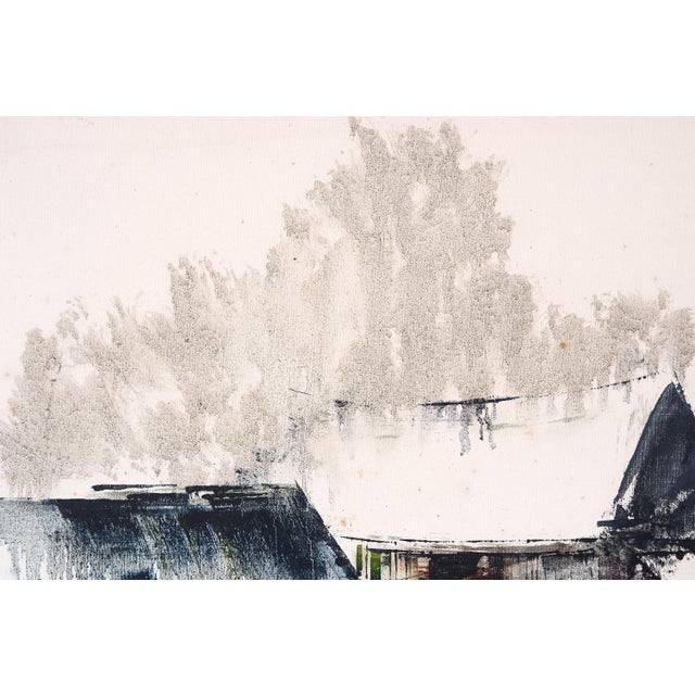 Mid Century Asian Seaside Village Watercolor Painting For Sale - Image 9 of 15