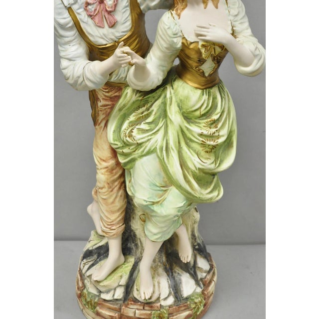Vintage 1964 Azzolin Brothers Ceramic Boy & Girl Large Courting Statue Figurine For Sale In Philadelphia - Image 6 of 15
