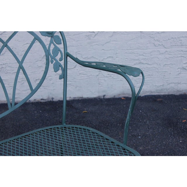 Wrought Iron Outdoor Garden Bench With Rose Motif For Sale In Philadelphia - Image 6 of 18