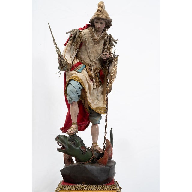 20th Century Neapolitan Saint Michael the Archangel Sculpture For Sale - Image 3 of 6