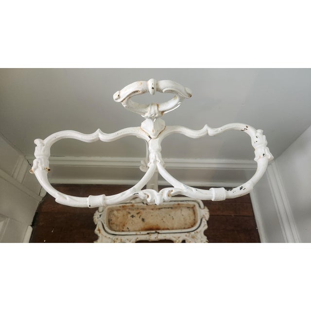 Metal Antique Victorian Cast Iron Umbrella Stand in Original White Finish, Circa 1900 For Sale - Image 7 of 17