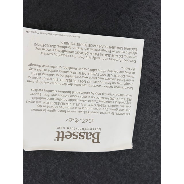 Late 20th Century Pair of Bassett Neutral Pinstripe Linen Nailhead Accent Chairs With Casters For Sale - Image 11 of 11