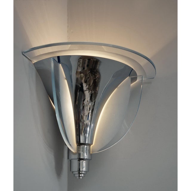 French Art Deco Corner Wall Sconces by Petitot 1930s France - A Pair For Sale - Image 6 of 8
