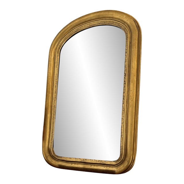 Antique Gilt Wood Arched Mirror For Sale
