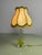Mid-Century Green Crystal Table Lamp with Ornate Gold-Fringed Lampshade from Val Saint Lambert, Belgium, 1960s For Sale - Image 9 of 12