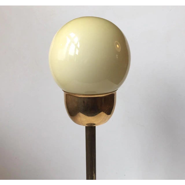 Danish Art Deco Brass & Opaline Glass Table Lamp from Fog & Mørup, 1930s For Sale - Image 3 of 7