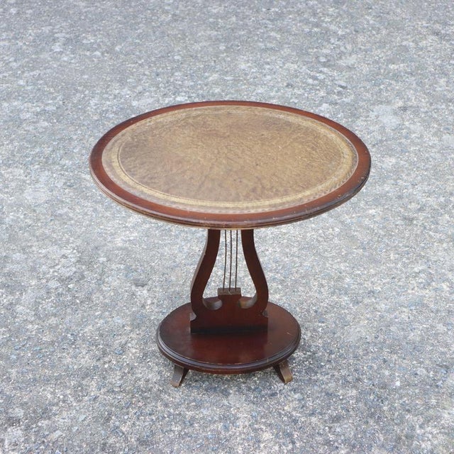 Vintage French Console Table in Walnut and Leather, 1960s For Sale - Image 6 of 15