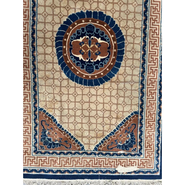 Mid-Century Distressed Chinese Rug, 1940s For Sale - Image 3 of 18