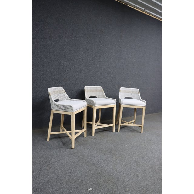 Set of 3 Essentials for Living Woven Counter Stools For Sale - Image 4 of 13