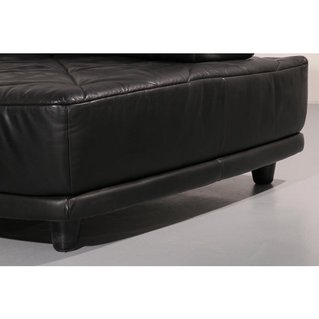 Modular Sofa in Black Leather, 1980, Set of 4 For Sale - Image 6 of 12