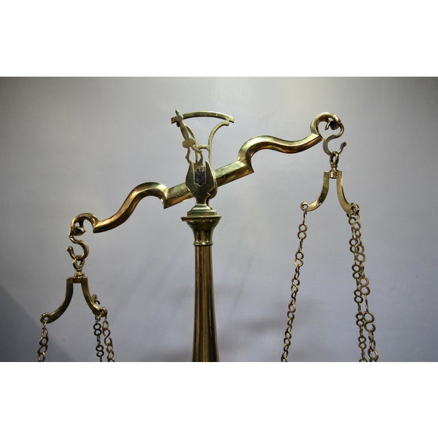 Victorian Large 19th Century Antique Brass Scale For Sale - Image 3 of 9