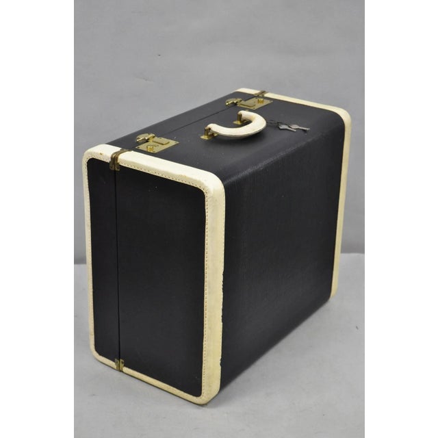 Vintage Art Deco Black & White Hard Case Travel Luggage Suitcase - 2 Pc Set For Sale - Image 15 of 16