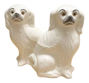 Set of Two Midcentury Ceramic Dog Statues