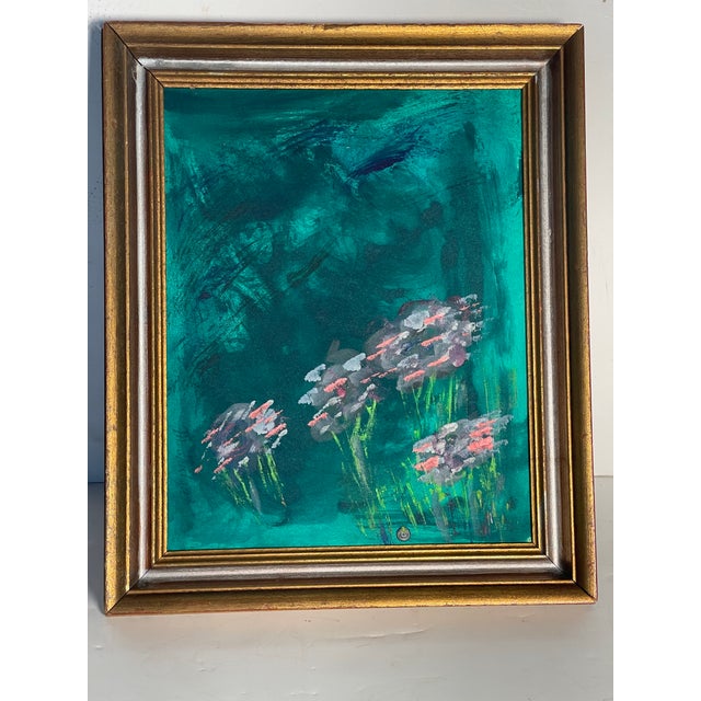 Abstract Contemporary Abstract Painting in Green in Antique Frame For Sale - Image 3 of 5
