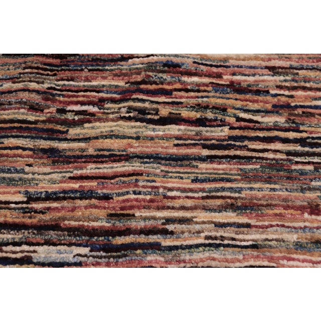 Bohemian Gabbeh Beige/Blue Wool Rug - 4'3'' X 5'3'' For Sale In New York - Image 6 of 10