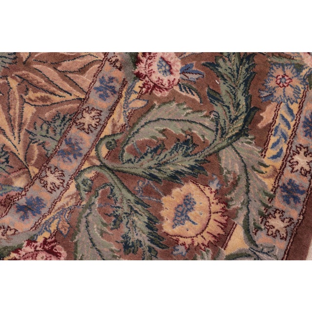 Boho Chic Floral 1990's Pak-Persian Brown/Green Wool Round Rug - 8'0'' X 8'1'' For Sale In New York - Image 6 of 9