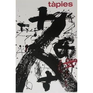 Lithographic Tapies Exhibition at Galerie Maeght Poster, Paris, France, 1985 For Sale