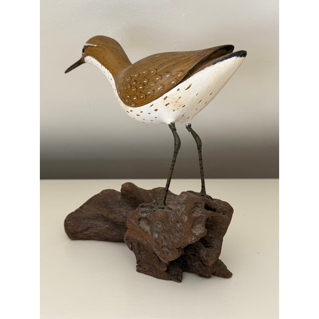 Vintage Hand Carved Sandpiper Shorebird Gus Mirando Nantucket Artist For Sale - Image 10 of 14