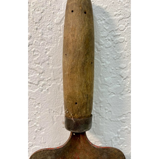Wood Vintage Small Red Metal Garden Fork With Wooden Handle From England For Sale - Image 7 of 10