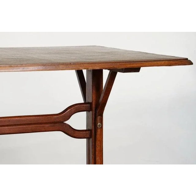 Wood Large French Rectangular Bistro or Pub Table With Brass Accents For Sale - Image 7 of 13