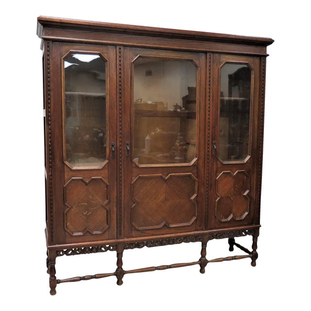 French Oak Jacobean Style Bookcase Chairish