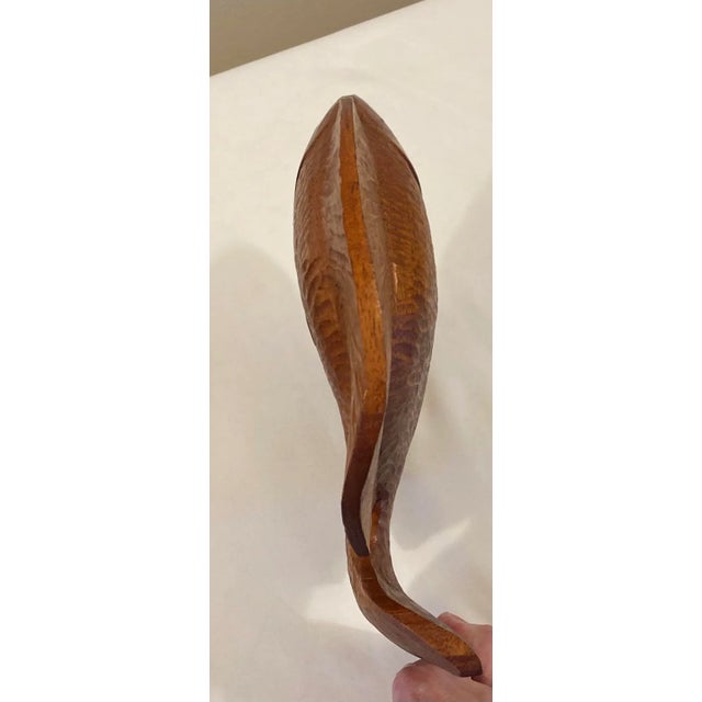Brown Pair of MCM Teak Sculptural Fish For Sale - Image 8 of 10