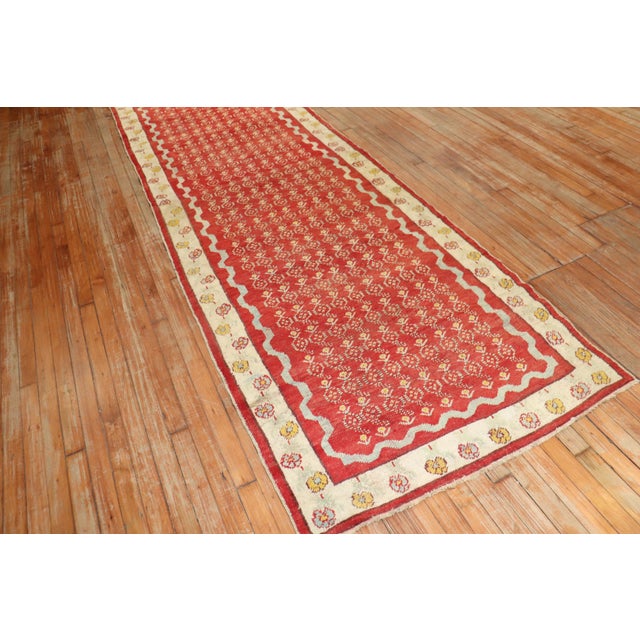 Art Nouveau Zabihi Collection Antique Turkish Ghiordes Runner For Sale - Image 3 of 18