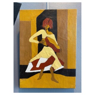 Gilbert Pauli, Accordion Girl, Oil on Canvas, 1996 For Sale