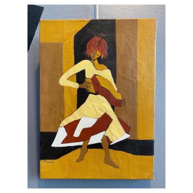 Gilbert Pauli, Accordion Girl, Oil on Canvas, 1996 For Sale