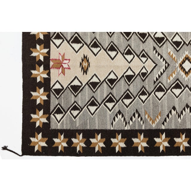 Textile Contemporary Hand-Knotted Navajo Style Wool Rug With Geometric Star Border For Sale - Image 7 of 10