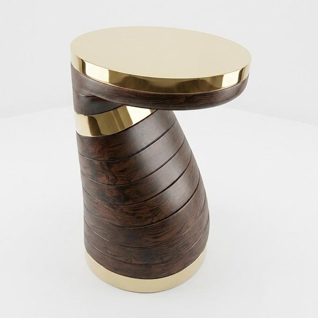 Contemporary Bizimyer Furniture, "Matita" Coffee Table With Bronze and Wood, Handcrafted For Sale - Image 3 of 4