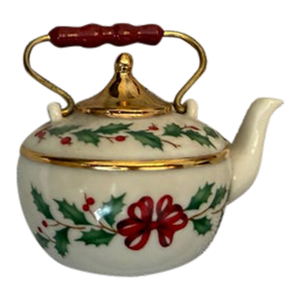 Late 20th Century Lenox Tea Kettle Ornament