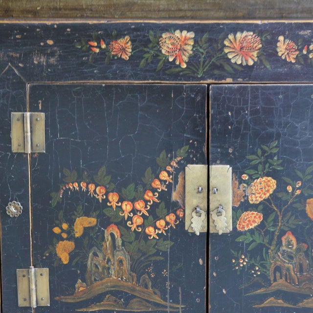 Antique Black Painted Display Cabinet For Sale - Image 4 of 7
