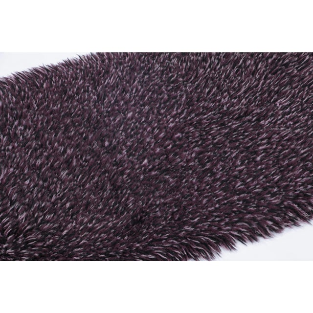 1960s Vintage Swedish Rya Runner in Solid Purple and Ivory Tones - Rug & Kilim For Sale - Image 5 of 9