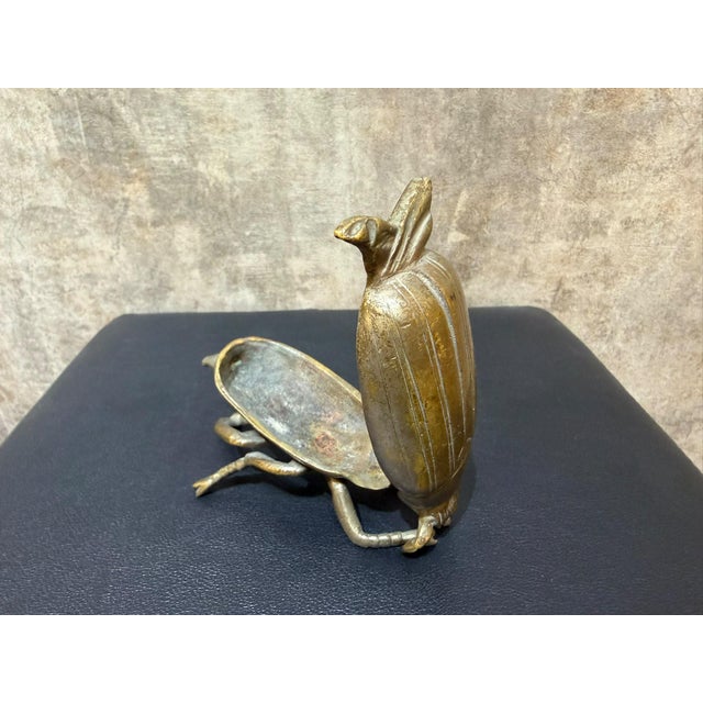Contemporary Vintage Cast Brass Beetle Ashtray For Sale - Image 3 of 10