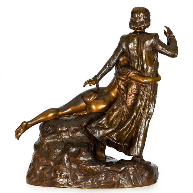 French Art Nouveau Bronze Sculpture Wagner’s “Tannhauser” After Louis Chalon For Sale - Image 6 of 18
