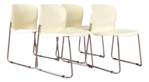White SM400k Swing Chairs by Gerd Lange for Drabert, 1980s, Set of 4