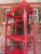 Red Vintage Rattan Etagere Bookcase in Vermillion Red Faux Tortoise Shell Finish - Newly Painted For Sale - Image 8 of 12