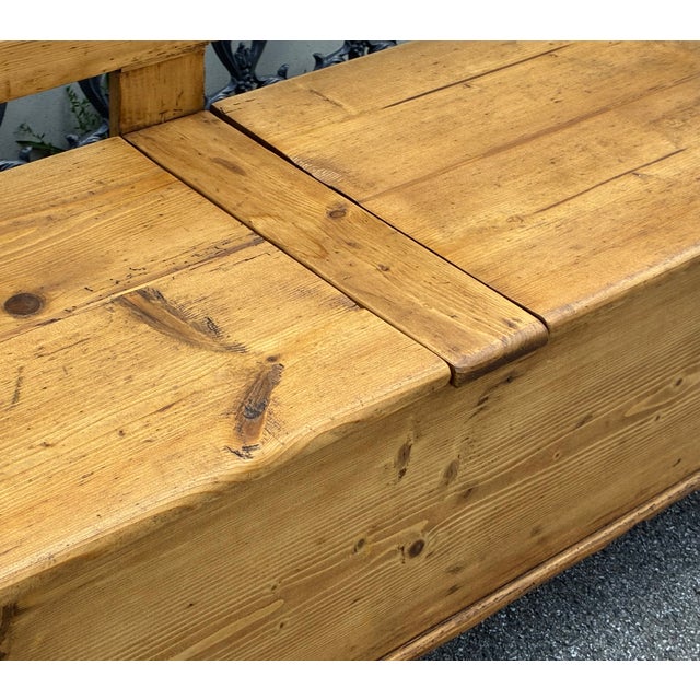 1900 - 1909 Pine Two Compartment Storage Bench or Settle For Sale - Image 5 of 18