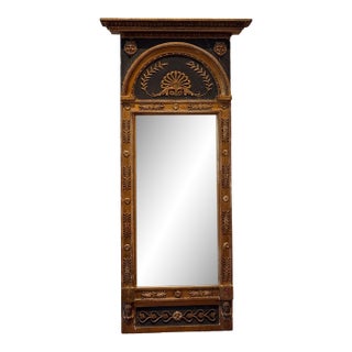 French Empire Giltwood and Black Painted Pier Mirror For Sale