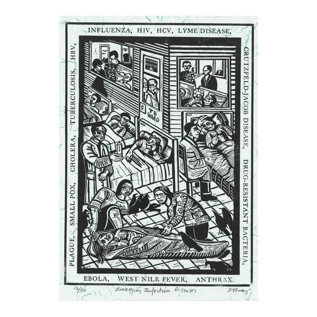 Eric Avery Emerging Infectious Diseases Linocut For Sale